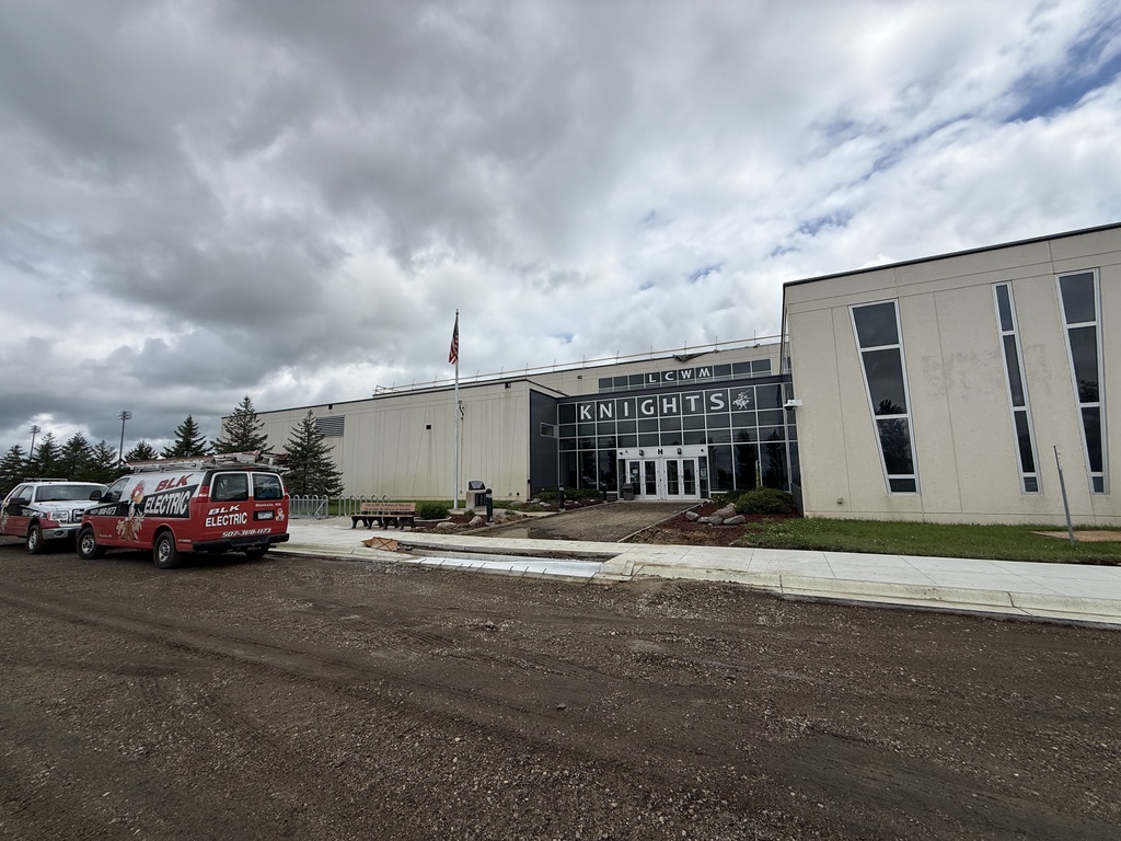concrete progress at the student entrance of the high school