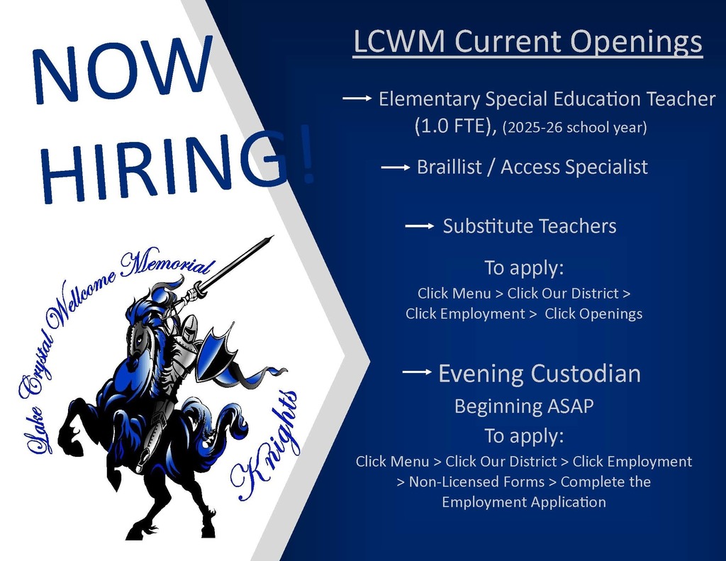 Job Ad: Hiring Elementary Special Ed Teacher, Braillist./Access Specialist, Substitute Teachers, Evening Custodian