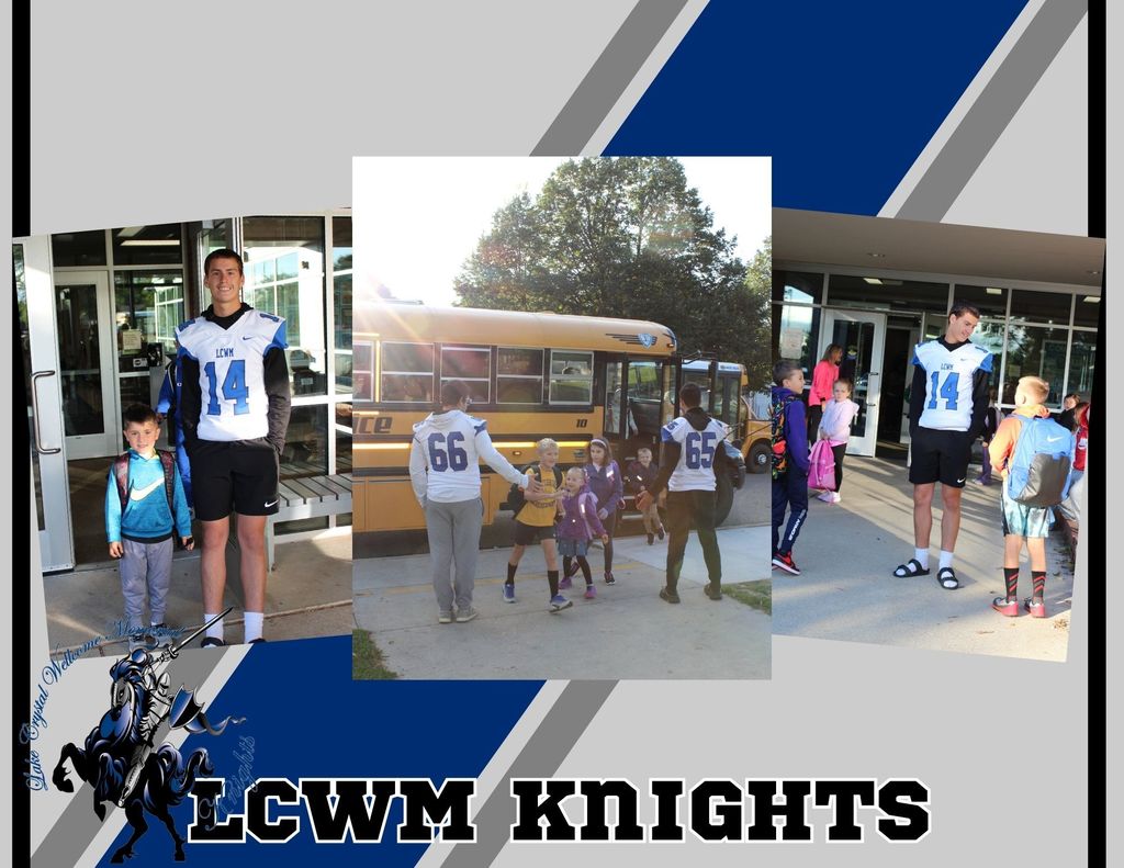 LCWM Elementary students enjoying the morning with the high school football players for Football Fridays!