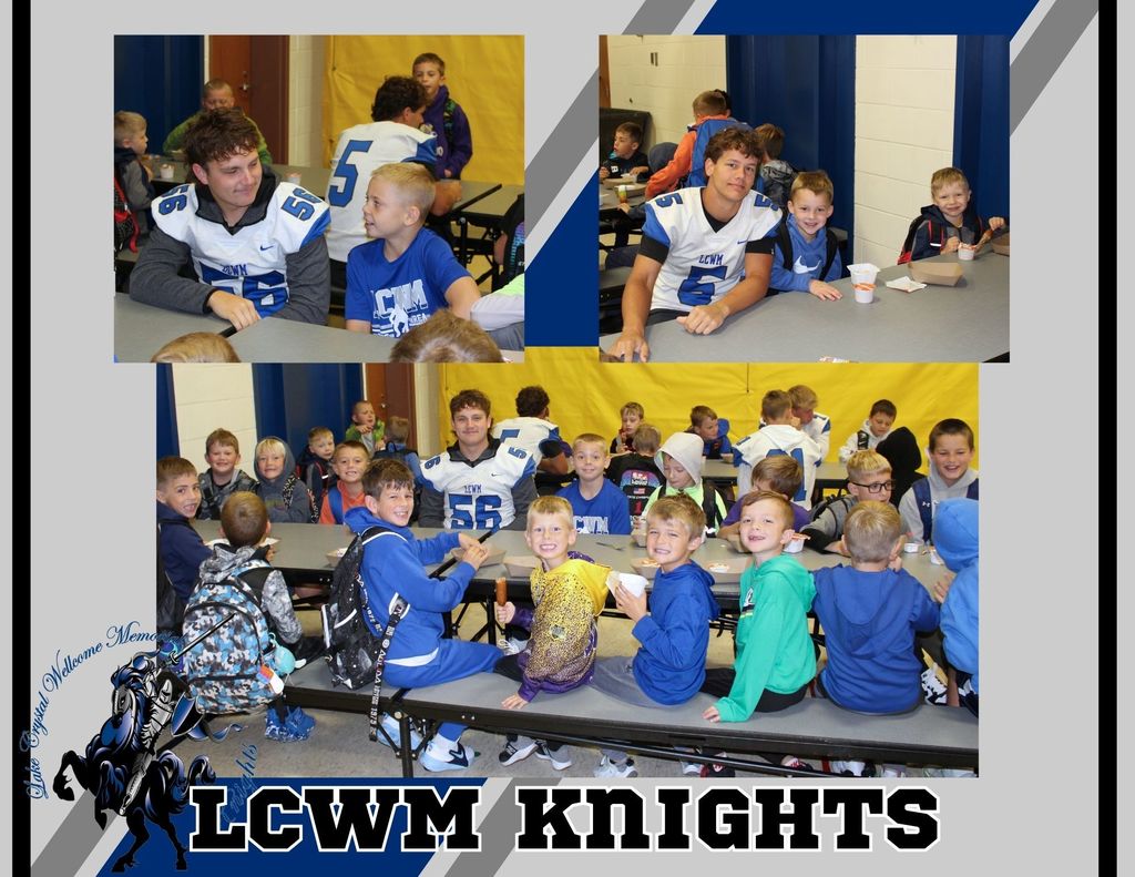 LCWM Elementary students enjoying the morning with the high school football players for Football Fridays!
