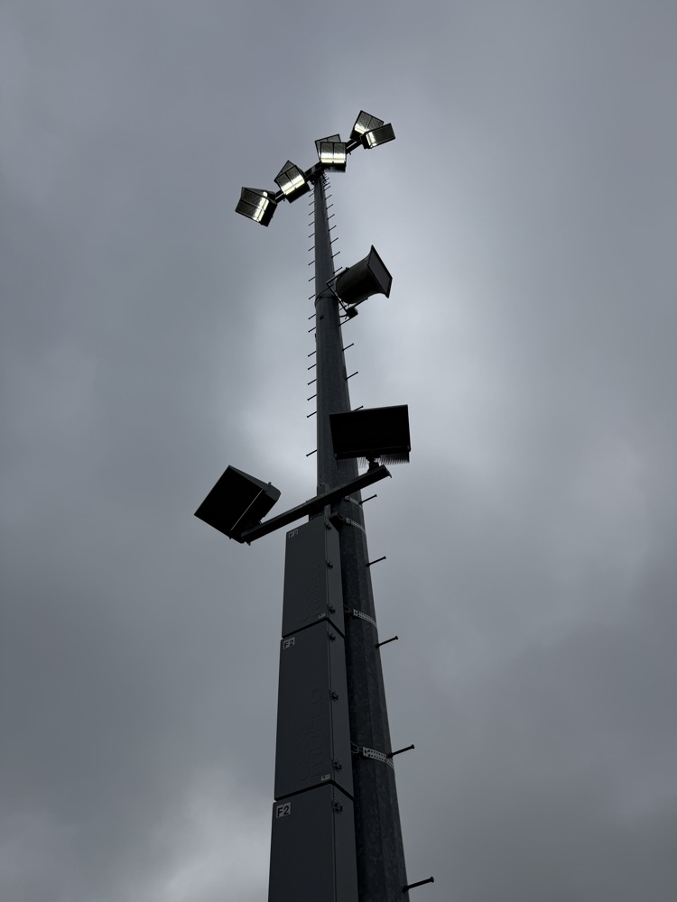 football field light on  