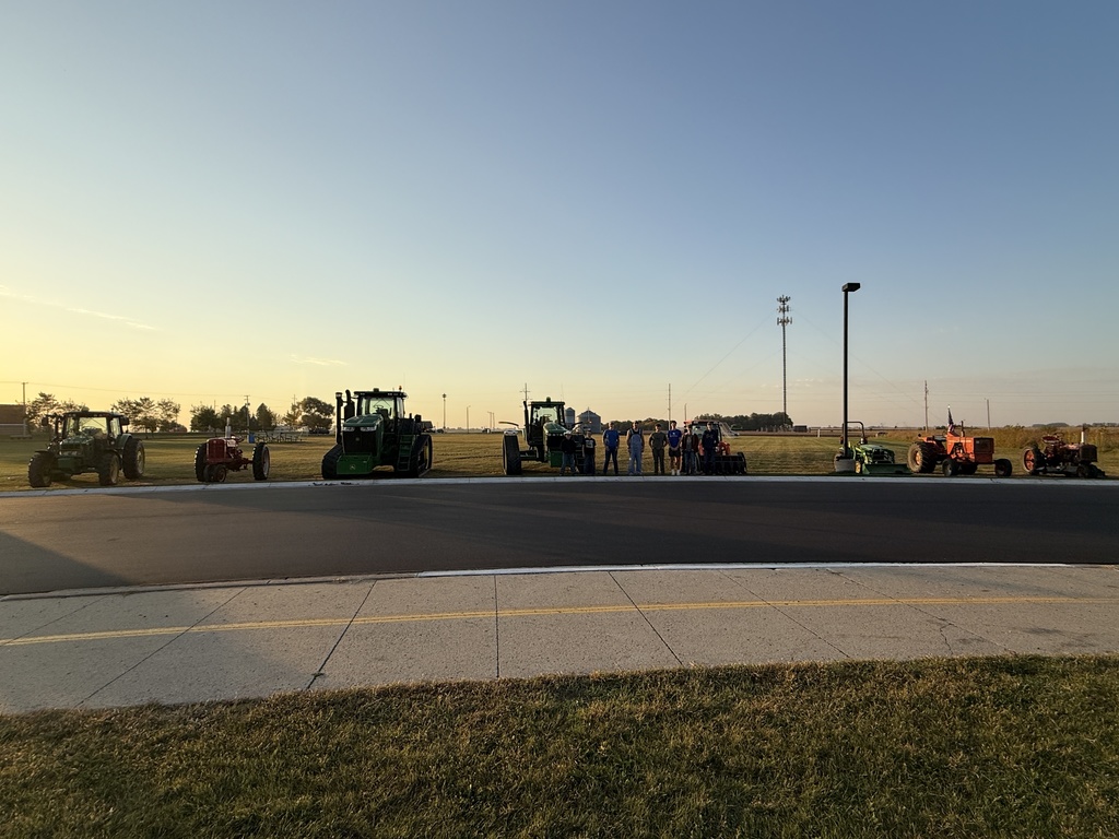 Tractors in a line at school