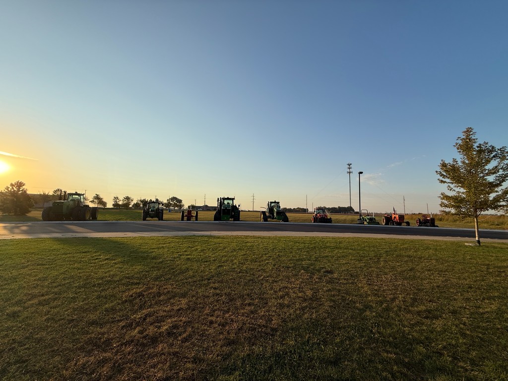 Tractors in a line at school