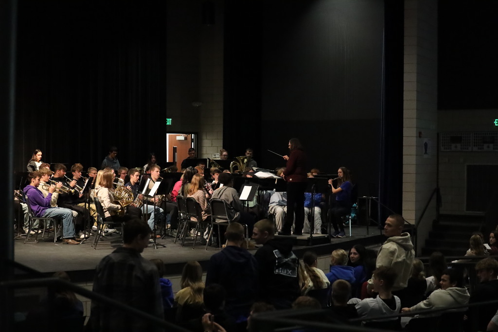 High school band performing