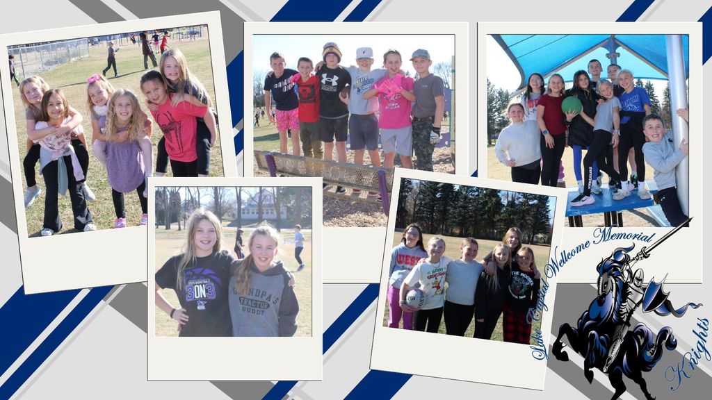 Collage of LCWM Elementary students enjoying the beautiful weather during recess.