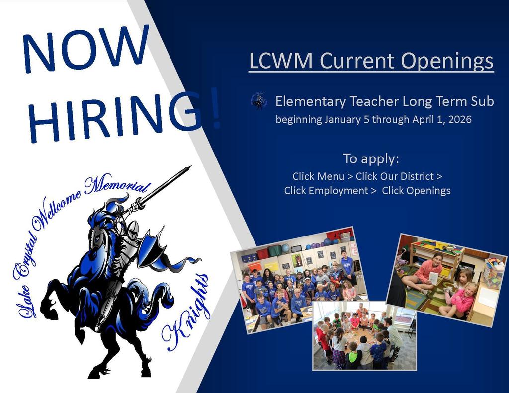 Now hiring for a third grade long term sub.  To apply: https://www.applitrack.com/mved/onlineapp/default.aspx?choosedistrict=true&applitrackclient=37236&all=1#