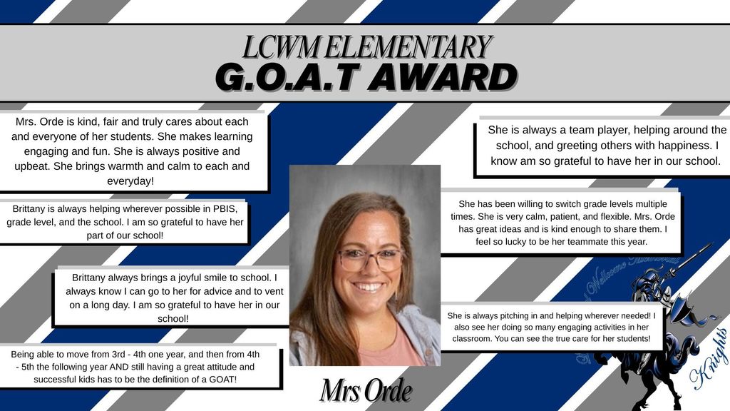 November GOAT Award winner Mrs Orde.
