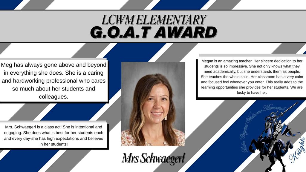 December GOAT Award winner Mrs Schwaegerl