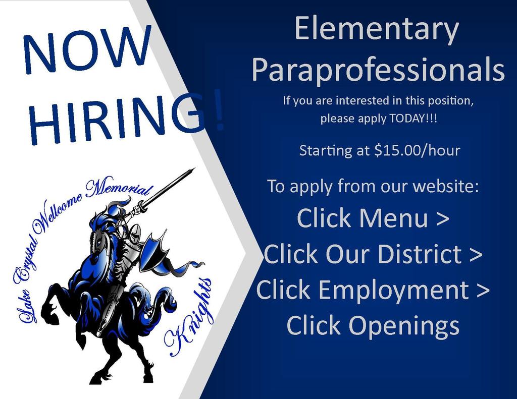 Now hiring Elementary paraprofessional