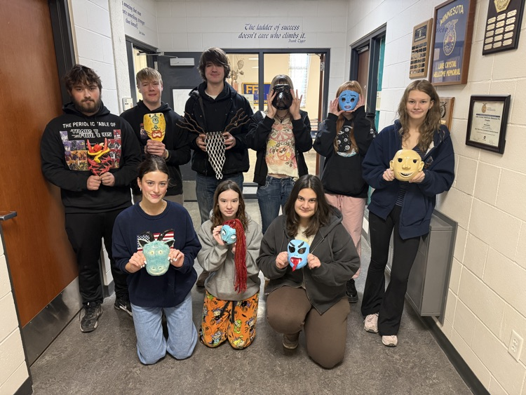 Art students displaying their projects 