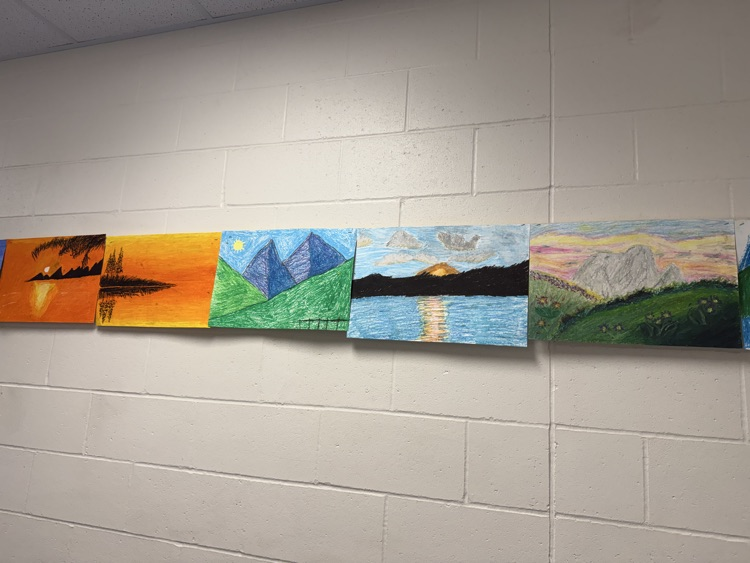 oil pastel pieces displayed on the Wall  