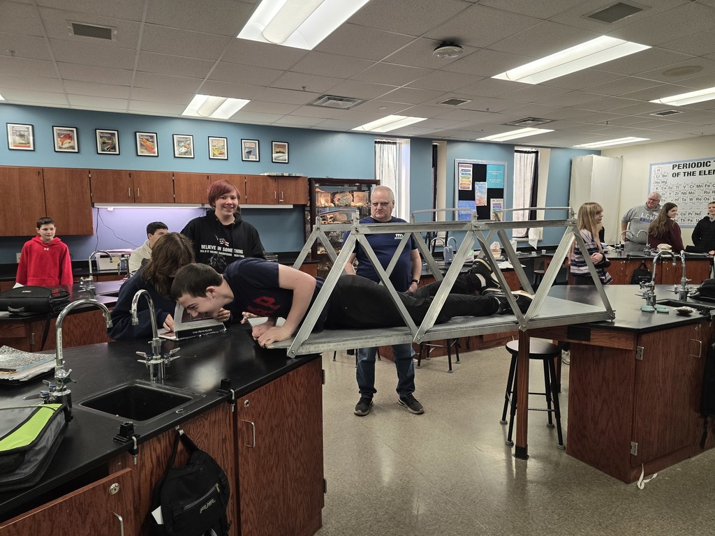This afternoon, Mrs. Bergstad’s science class learned from MnDOT about bridge types, strengths, repairs, and design. They showed the students the work they did on Highway 60 and the effort it took to remove the old Rapidan Bridge after the flood. The students built bridge models, worked as a team, followed instructions, and experienced a little trial and error—but gained many learning opportunities along the way. Thank you, MnDOT, for coming in and educating our students!