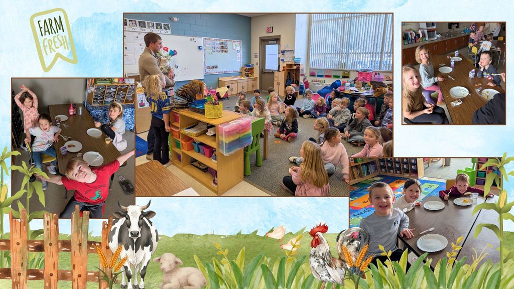 LCWM Elementary Kindergarten classes enjoyed learning about all of the foods that come fresh from a farm. One of the Kindergarten families brought in a lamb for students to pet.