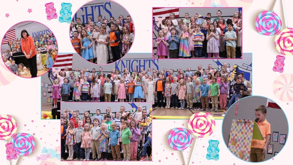 Knight's Plus, Kindergarten, and 1st Grade performed their music program; Music is a Sweet Treat