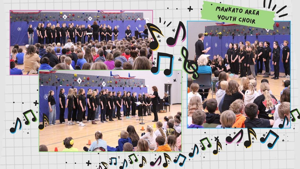 At the end of March, the Mankato Area Youth Choir performed for Lake Crystal Elementary Students.