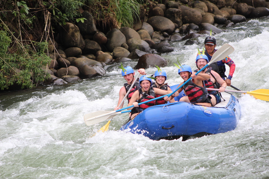 students white water rafting.