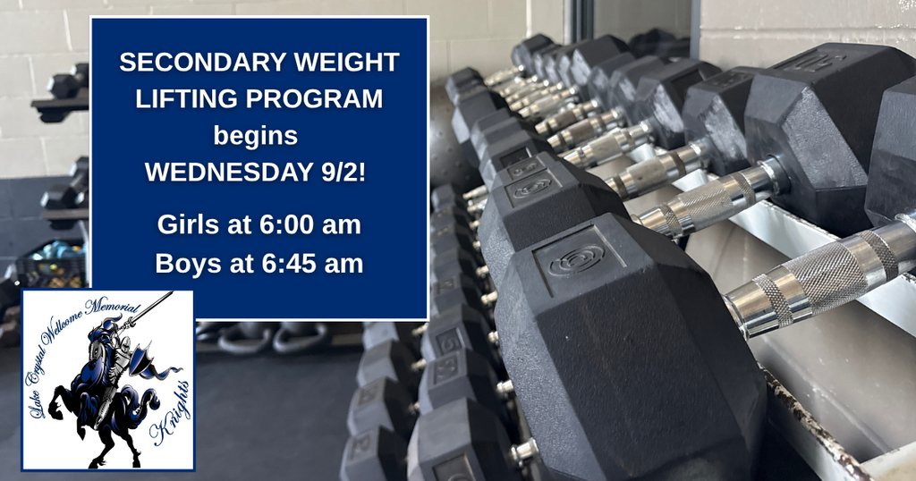 Don't wait until you're in season to start lifting! Join Mr. T beginning Wednesday, September 2!! Girls start at 6:00 am and boys start at 6:45 am!