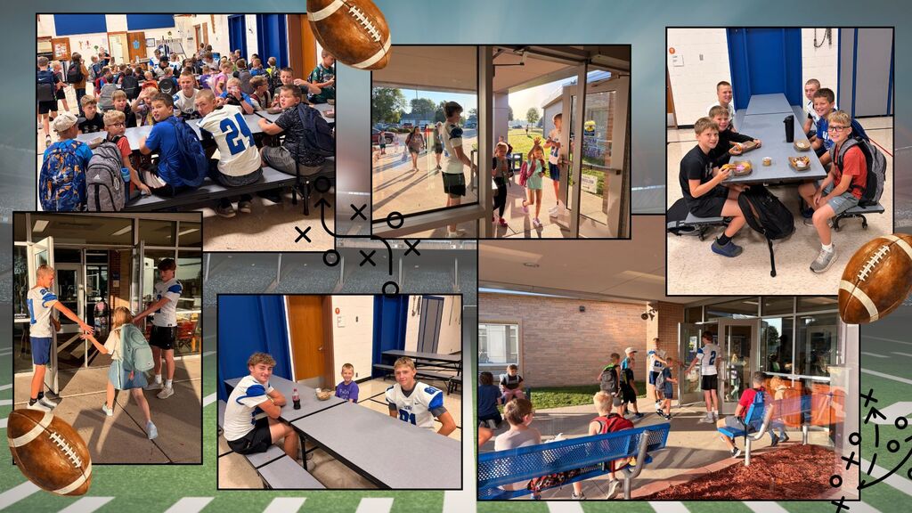 Students enjoying breakfast with LCWM high school football players