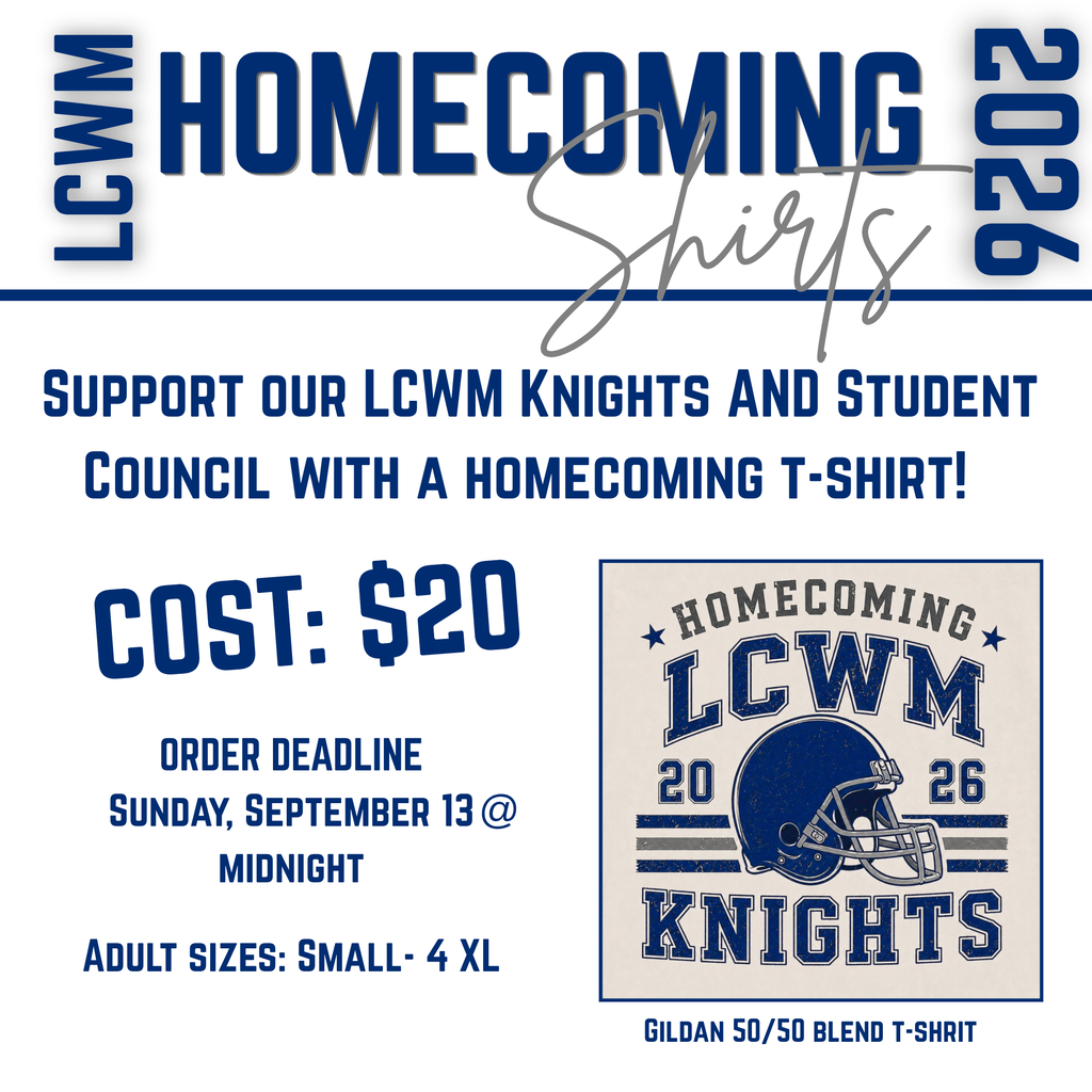 homecoming shirts. $20 each. order by September 13 at midnight