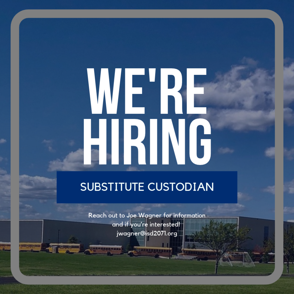 We're hiring. Substitute Custodian. Apply online: https://files-backend.assets.thrillshare.com/documents/asset/uploaded_file/2485/Lcwm/bb872cc1-4743-4bd8-a71d-7a86d6e023c5/FILLABLE_APPLICATION_FOR_EMPLOYMENT_7.29.2024.pdf?disposition=inline
