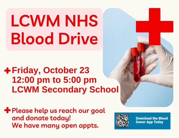 blood drive October 23 at LCWM