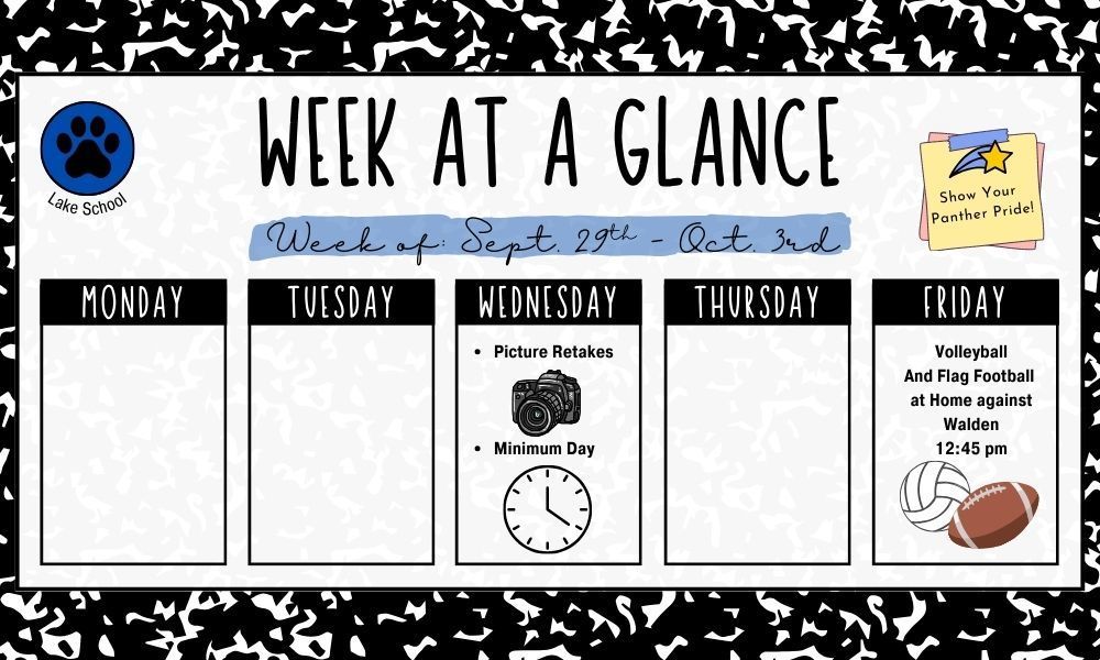 Lake's Week at a Glance