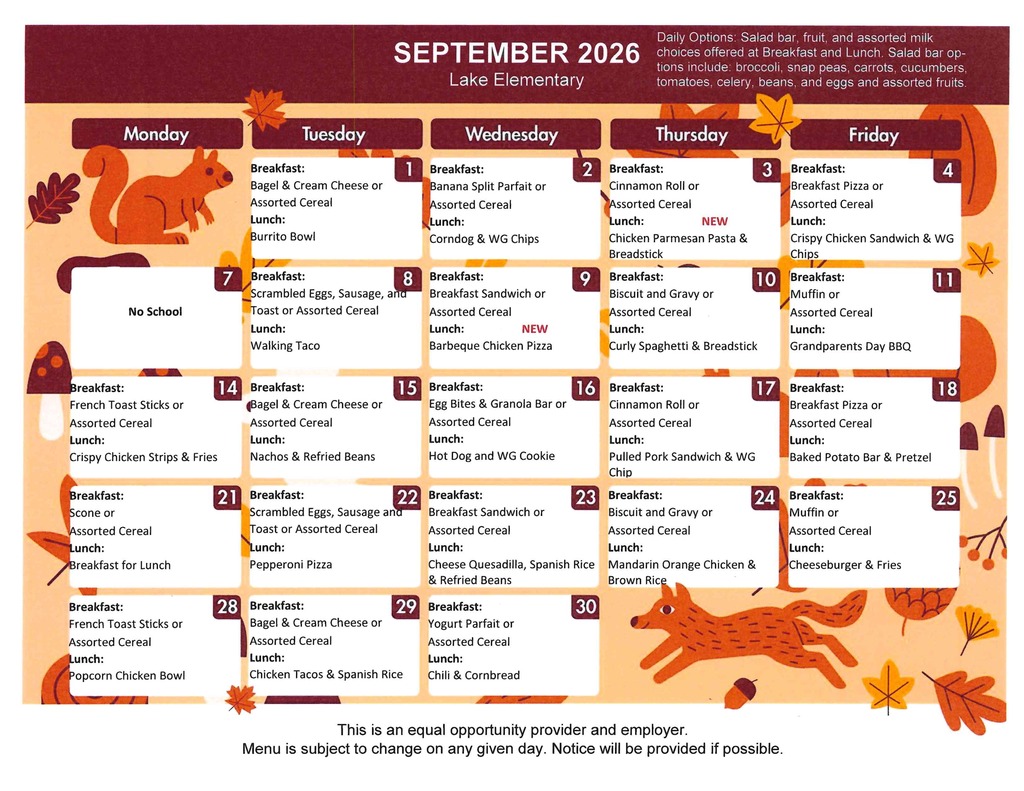September Menu