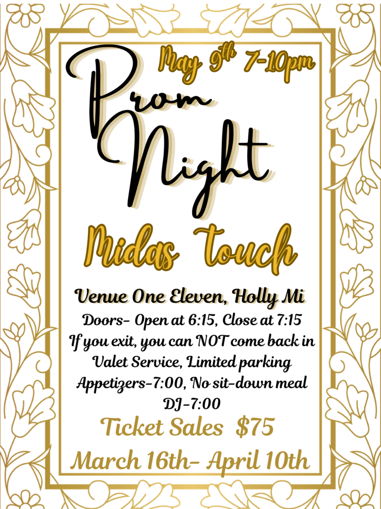 Prom night flyer, midas touch theme. 