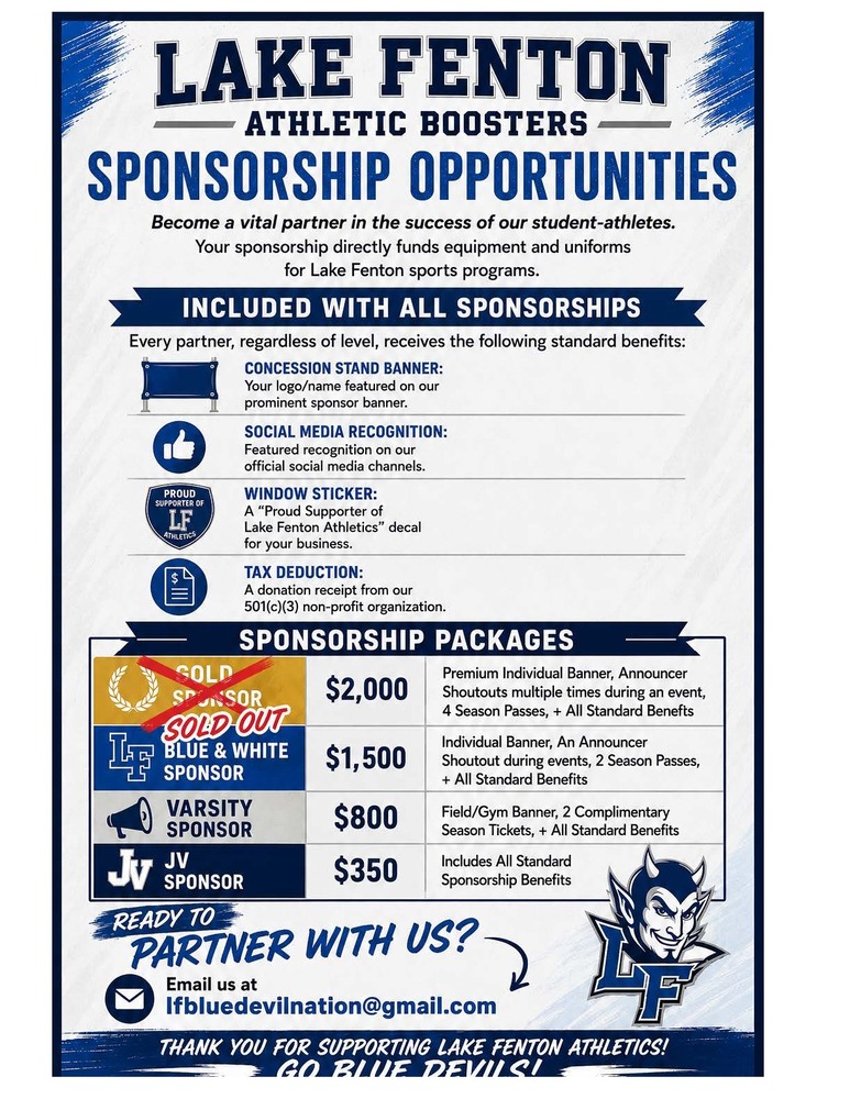Lake Fenton Athletic Boosters Sponsorship
