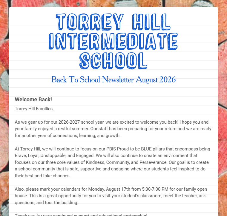 TH Back to School 2026 Newsletter