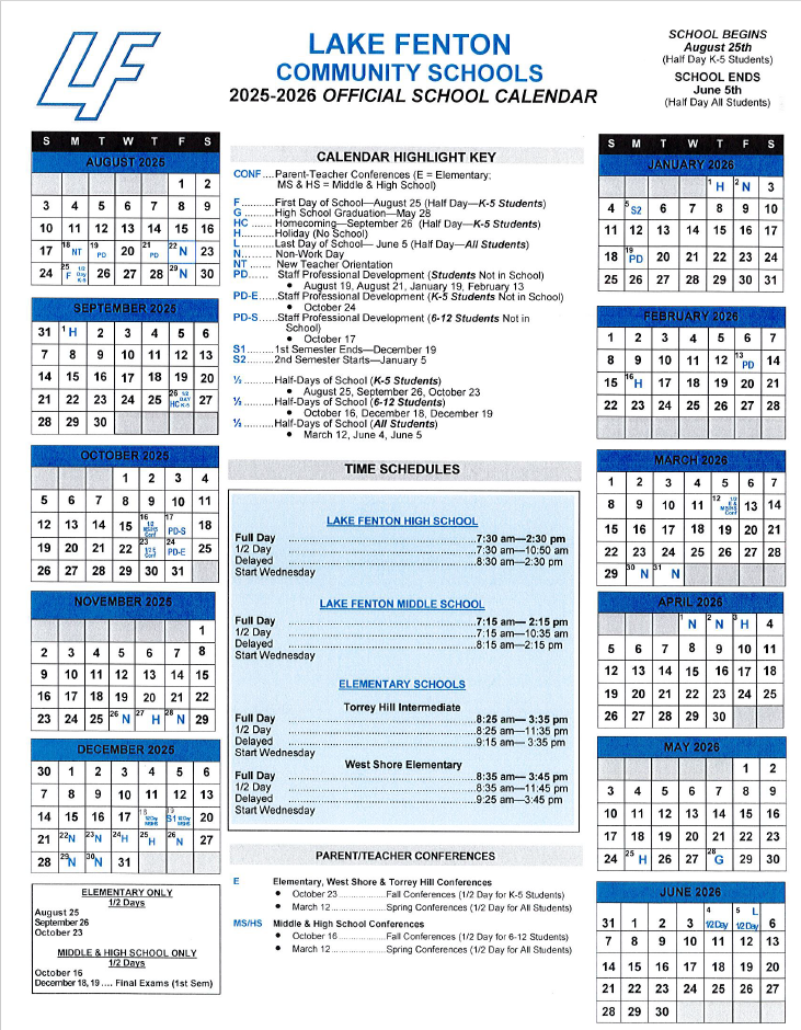 2025-2026 District Calendar