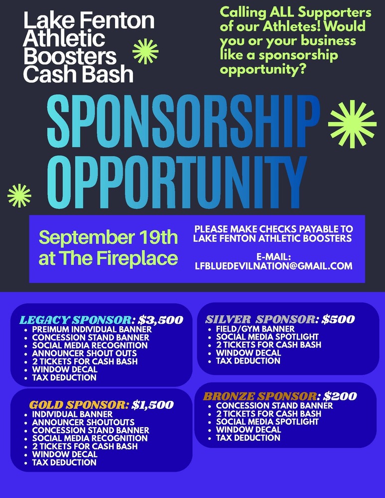 Lake Fenton Athletic Boosters Sponsorship Opportunity