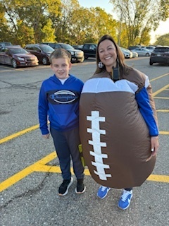 woman in a foot ball costume