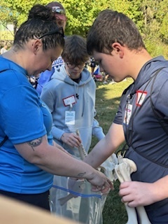 students looking at wildlife bones