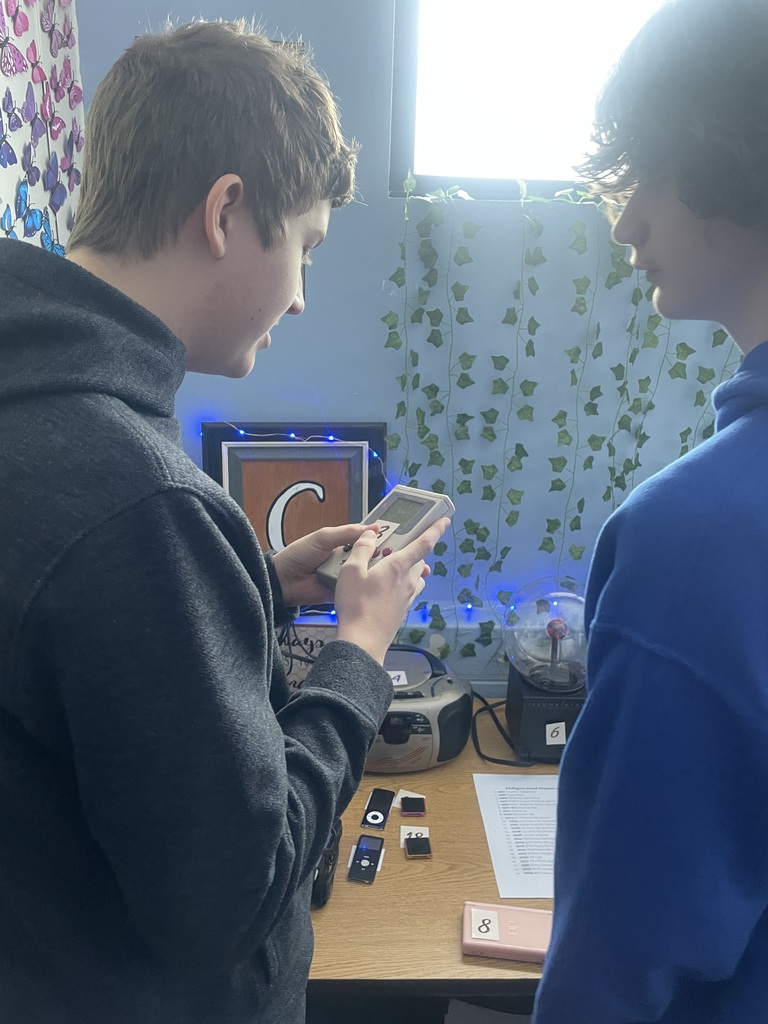 students using technology from the past