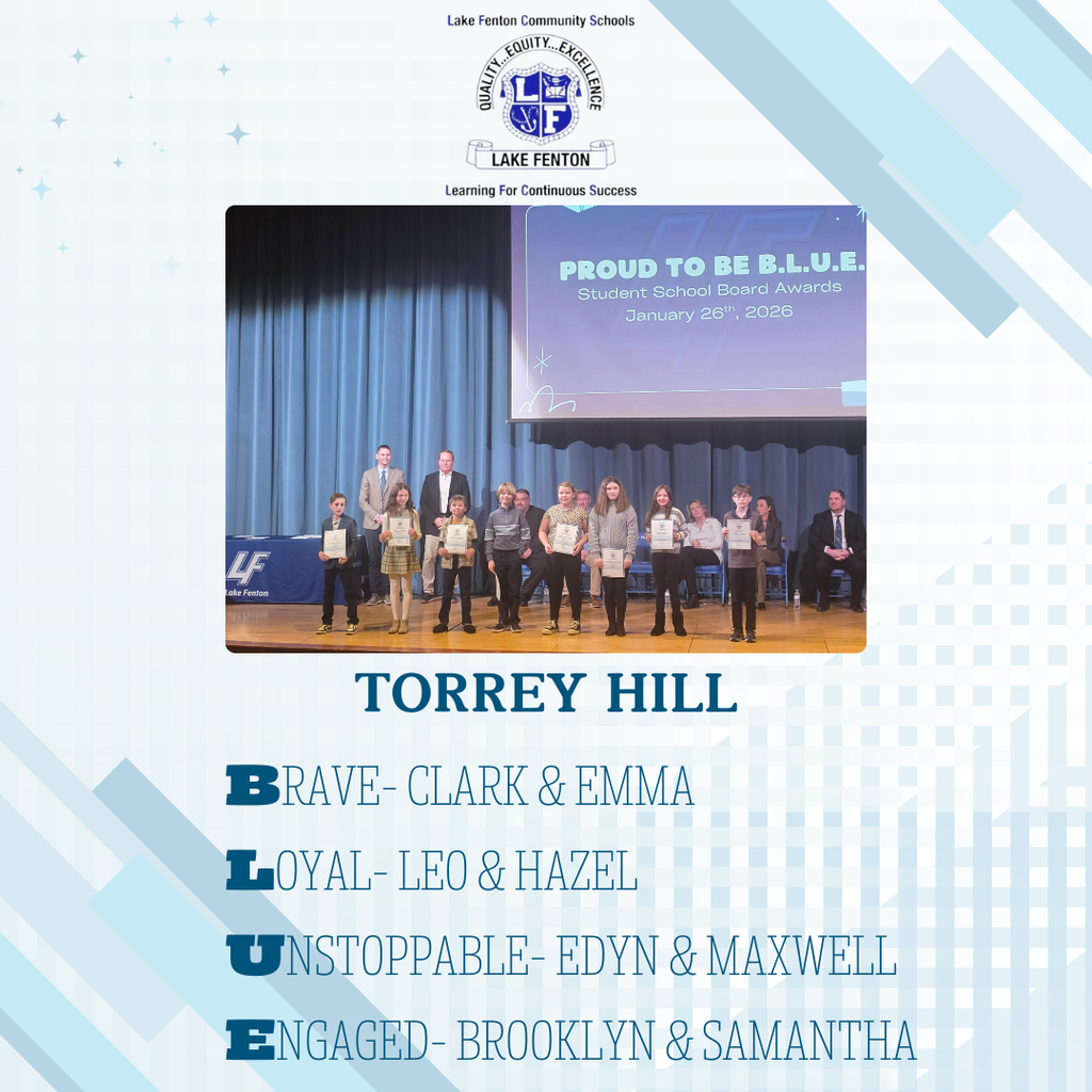 Torrey Hill students receiving BLUE awards