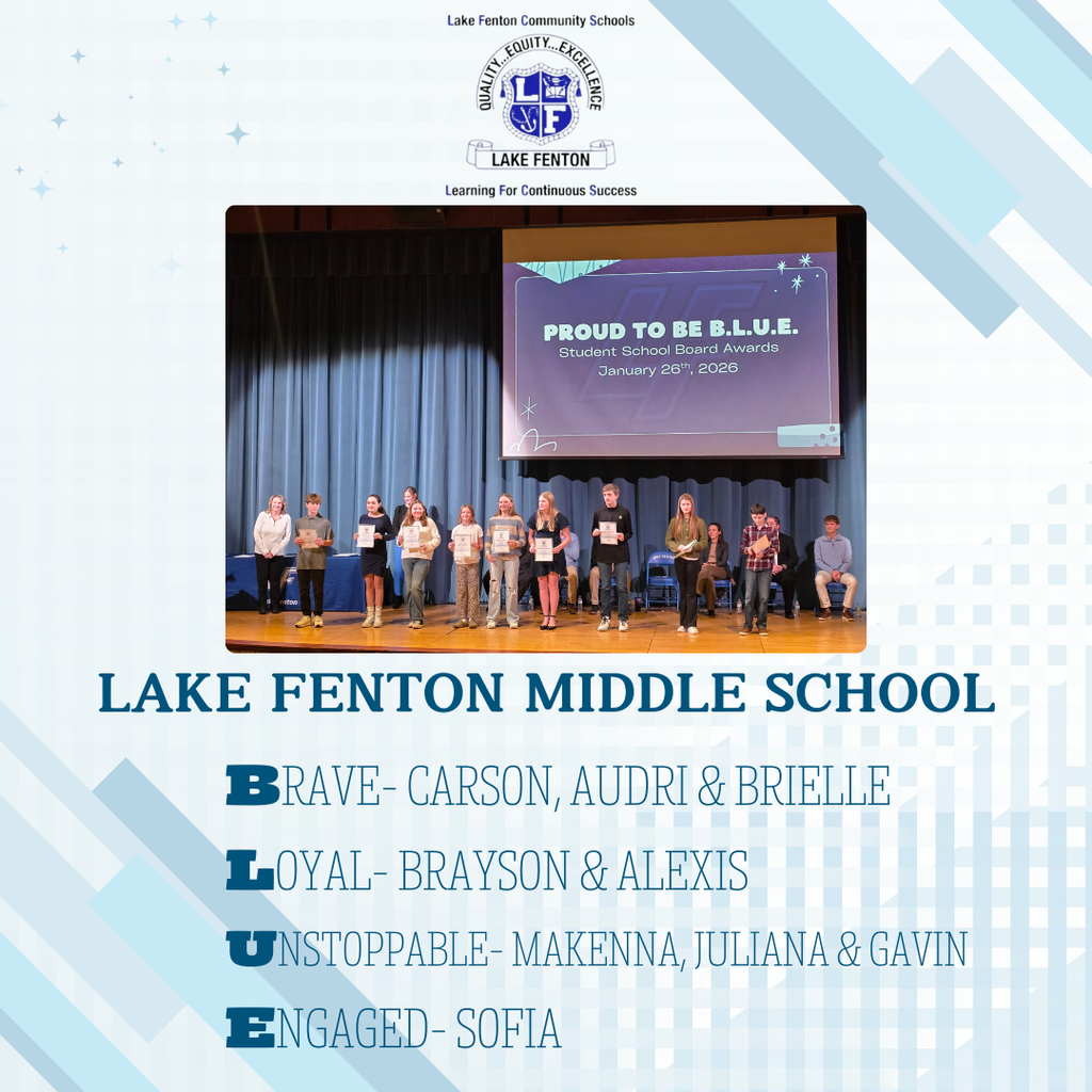 middle school students receiving BLUE awards