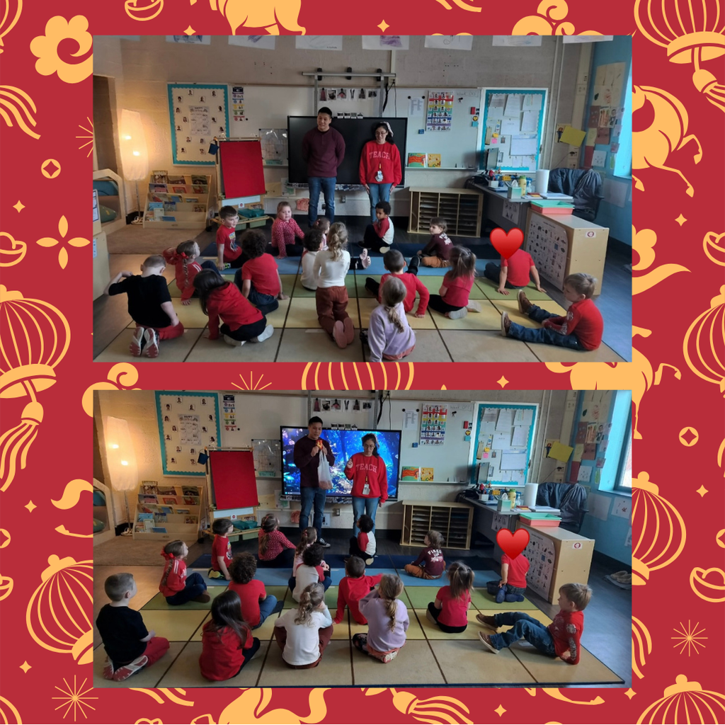 man and teacher standing in front of preschool class talking