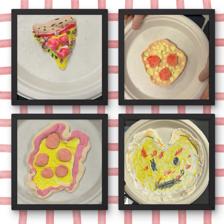 pictures of pizzas made out of clay 