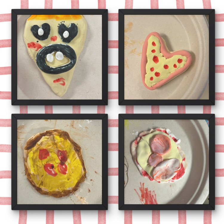 pictures of pizzas made out of clay 