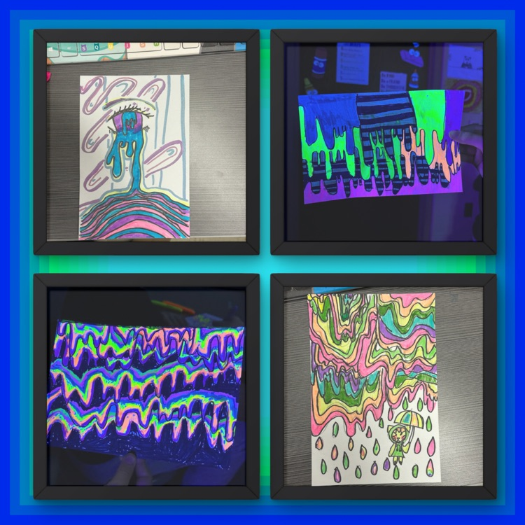 pictures of children’s artwork that glows in black lights