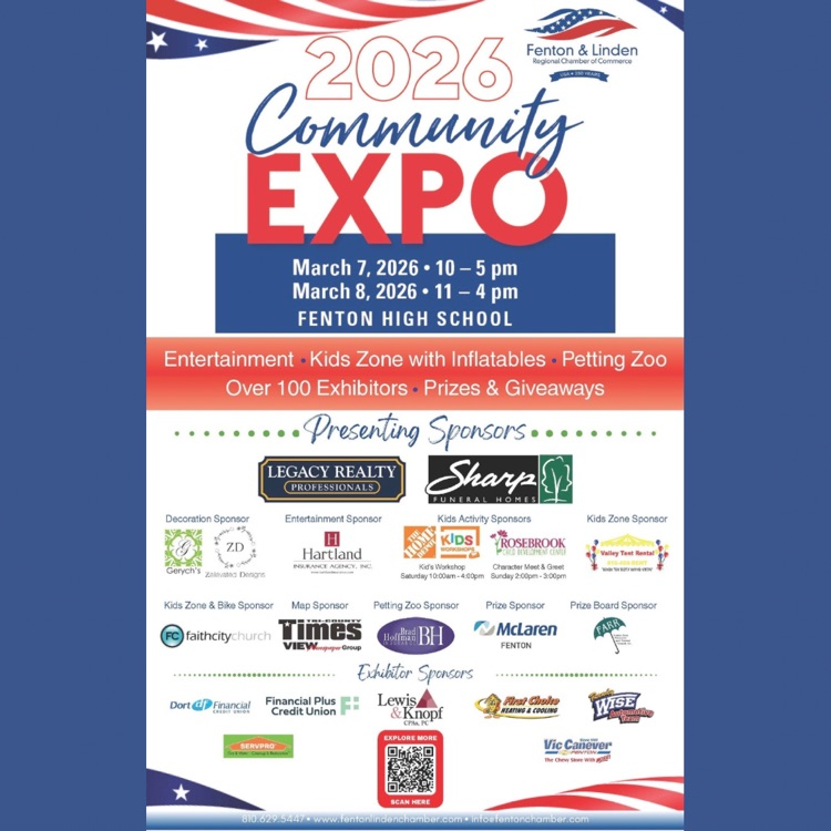 2026 Community Expo Flyer March 7 and 8 at Fenton High School