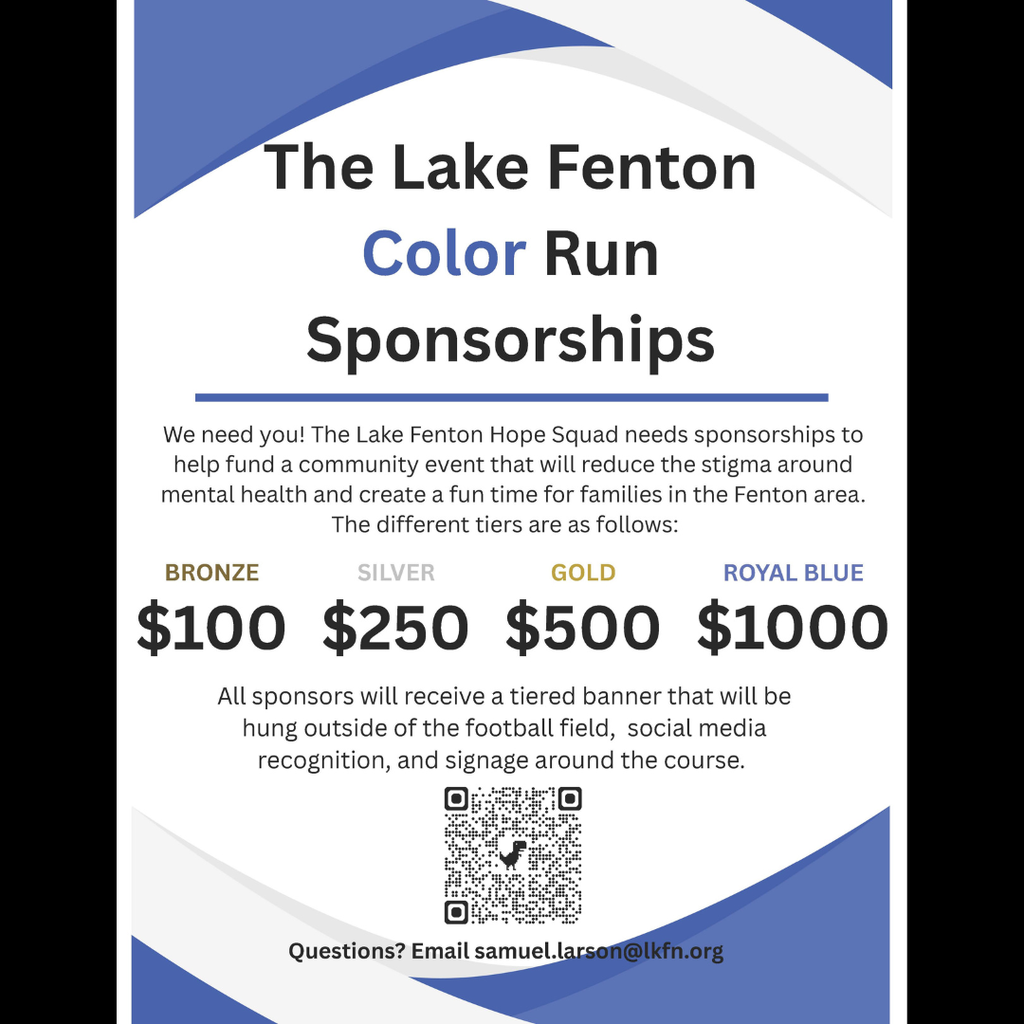 Lake Fenton Color Run Sponsorship Flyer