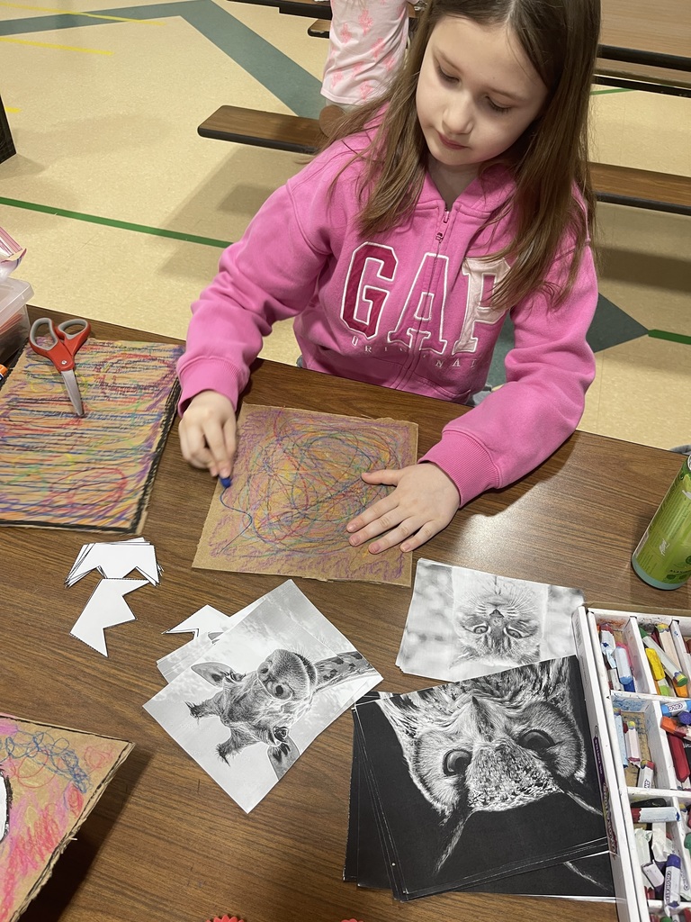students making an art project