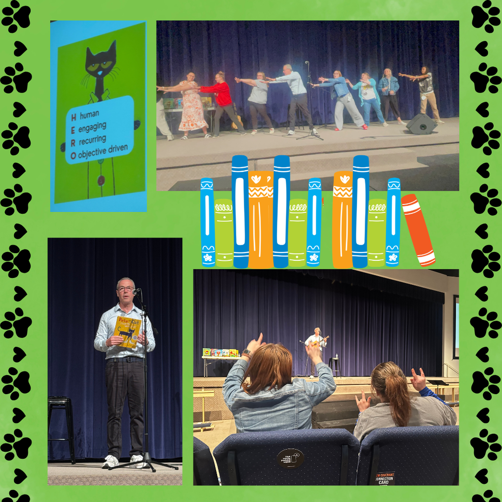 teachers at a literacy conference participating in dancing on stage