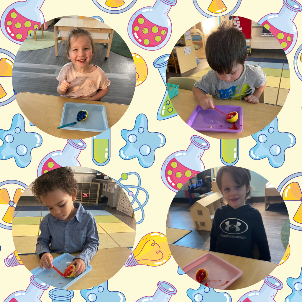 preschoolers doing lemonade volcano science experiments