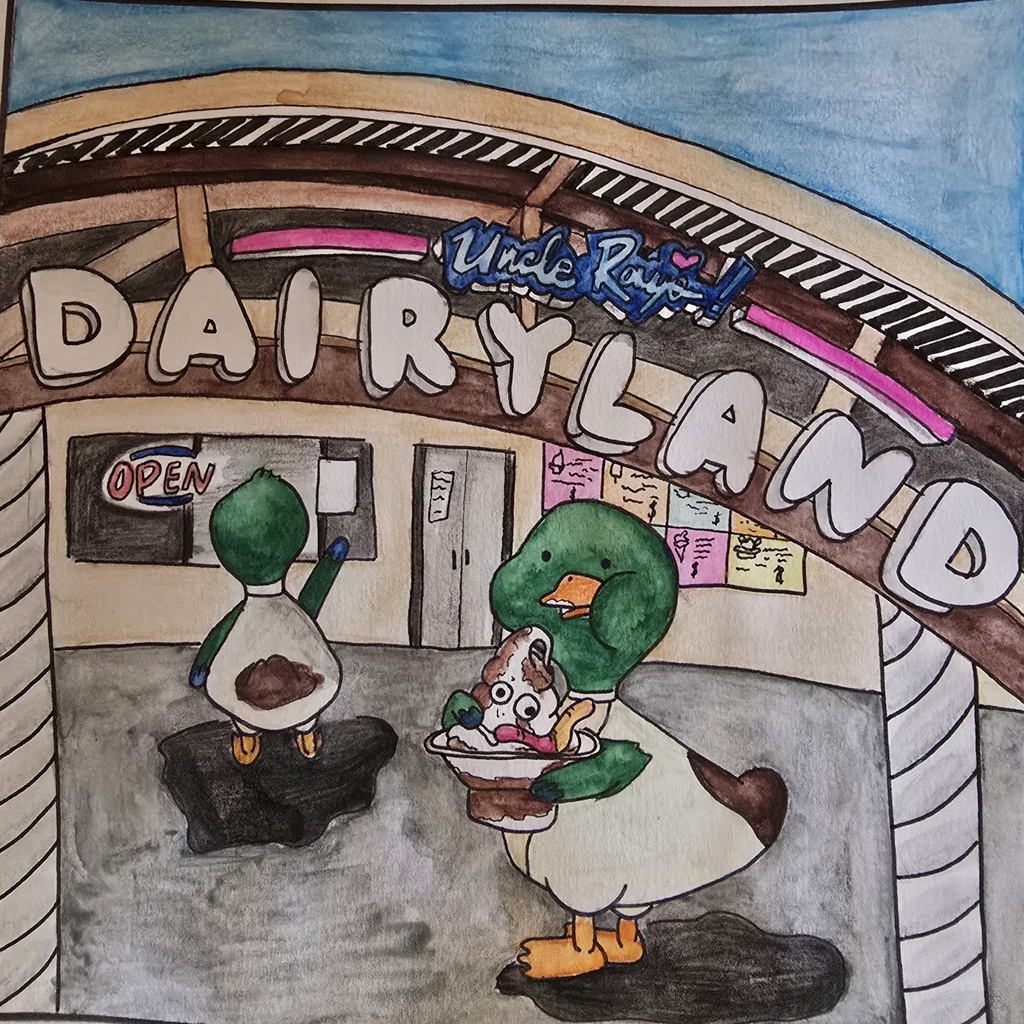 student drawn picture of ducks at Uncle Ray's Dairyland