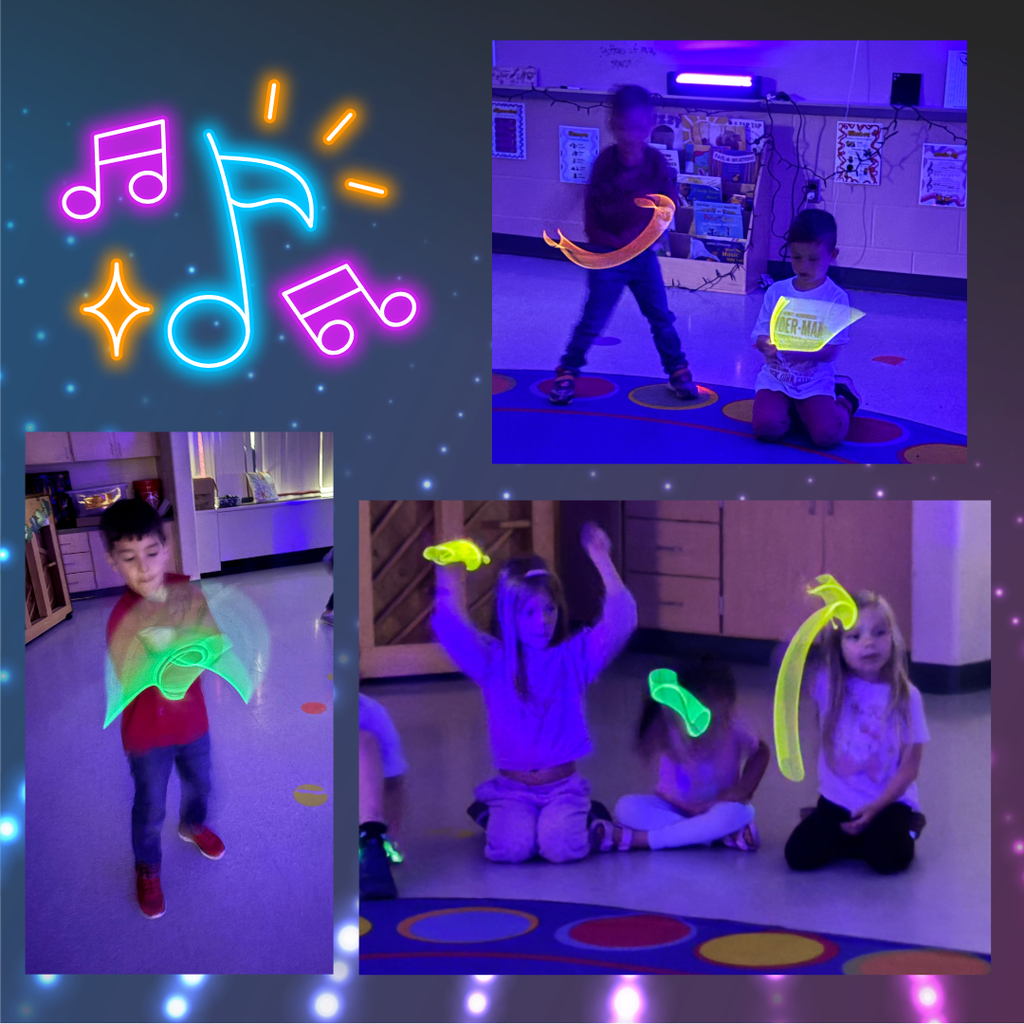 elementary students having a glow party