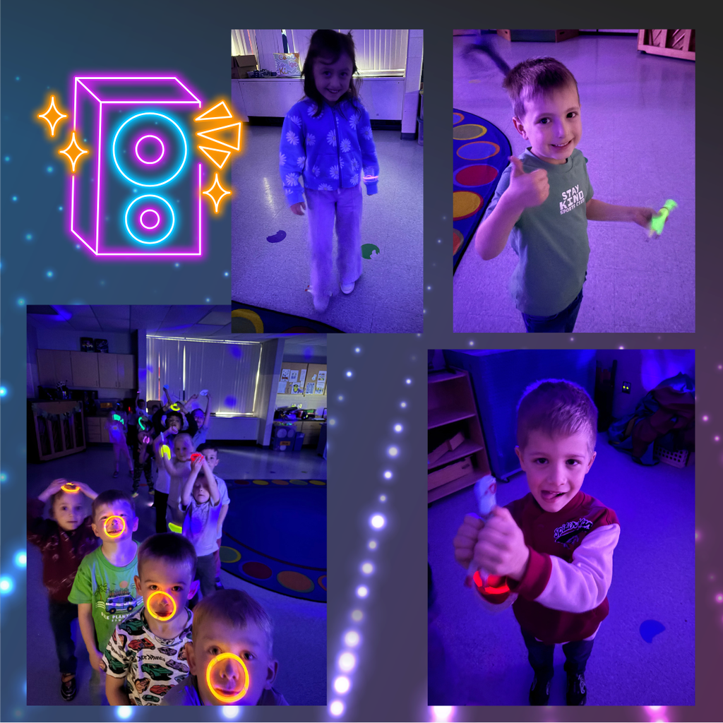 elementary students having a glow party