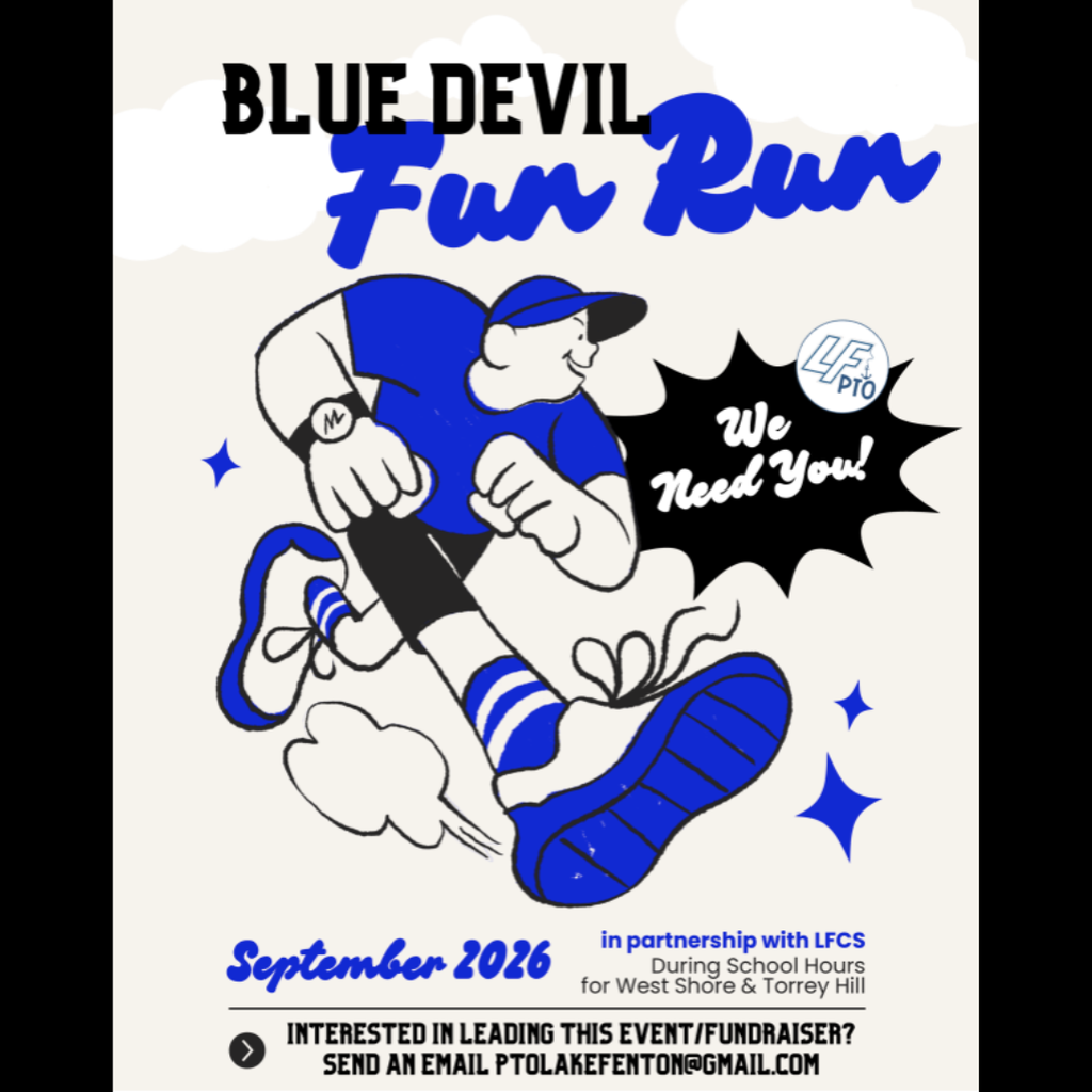 Blue Devil Fun Run September 2026 Looking for sponsors- email PTOLakeFenton@gmail.com